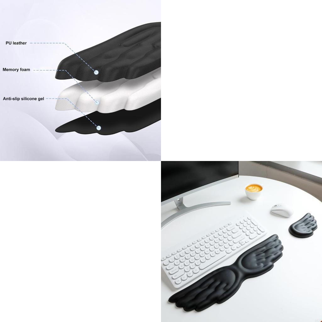 Ergonomic Desk Setup Keyboard - 462E นุ่มซิลิโคน Angel Wing คีย์บอร์ดนาฬิกาข้อมือ Cushion