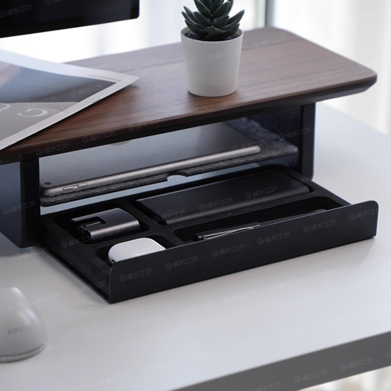 Setup Desk Monitor - ขาตั้งจอพร้อมลิ้นชักเก็บของ อุปกรณ์จัดระเบียบโต๊ะทำงาน ชั้นวางของสำหรับคอมพิวเตอร์ อุปกรณ์เสริมโต๊ะทำงานตามหลักสรีรศาสตร์สำหรับการตั้งค่าโฮมออฟฟิศ