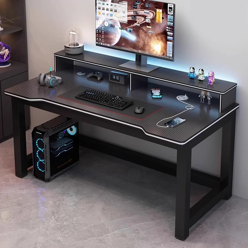 Ergonomic Desk Setup Keyboard - โต๊ะคอมพิวเตอร์สำหรับเล่นเกมพร้อมที่เก็บของ แผ่นรองเมาส์ อุปกรณ์ตั้งค่าคอนโซล โต๊ะทำงานตามหลักสรีรศาสตร์ คีย์บอร์ด โต๊ะอ่านหนังสือในห้องนอน