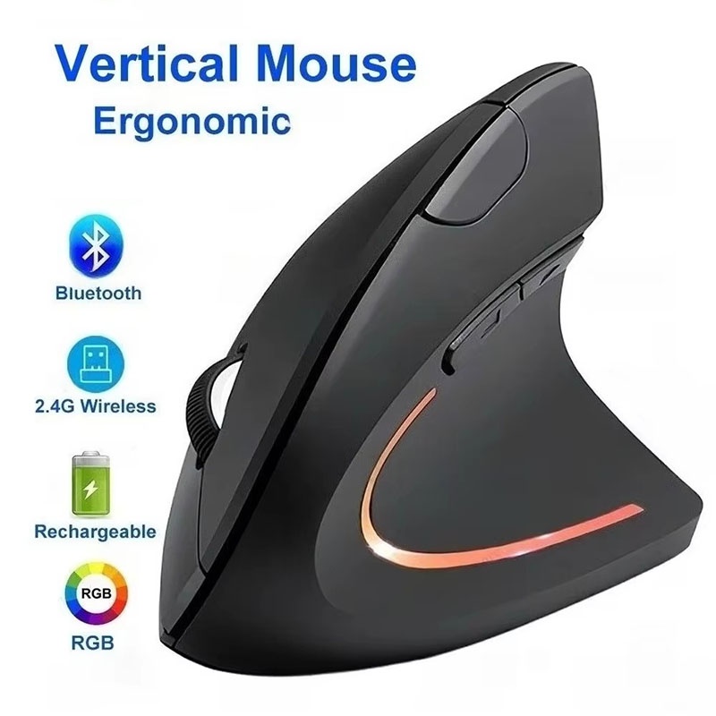 Ergonomic Desk Setup Keyboard - เมาส์แนวตั้งที่สอดคล้องกับหลักสรีรศาสตร์ 2.4GHz บลูทูธ จับถนัดมือแนวตั้ง สำหรับการตั้งโต๊ะเล่นเกม อุปกรณ์เสริมสำหรับโต๊ะเรียนของเกมเมอร์