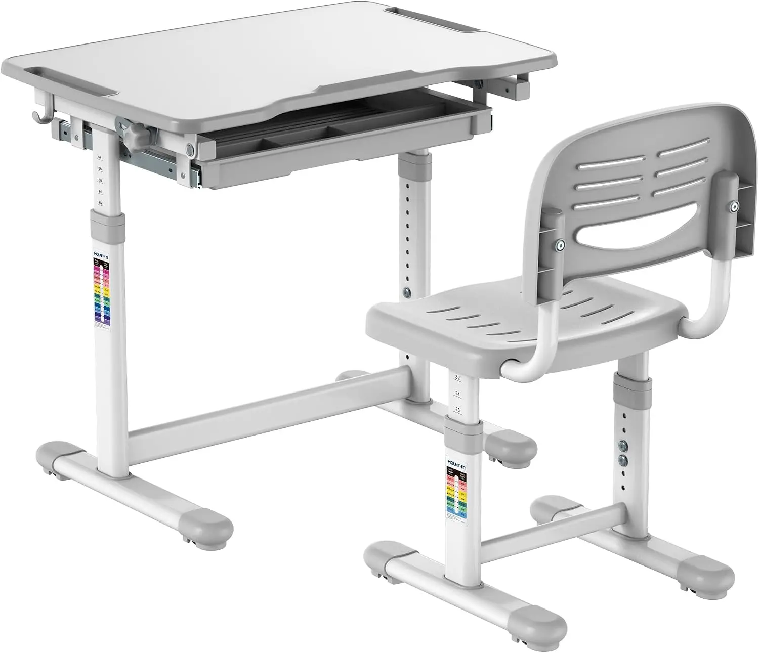 Desk Setup Kids - เมาท์-อิท! ชุดโต๊ะและเก้าอี้สำหรับเด็ก ปรับความสูงได้ถึง 30 นิ้ว ออกแบบตามหลักสรีรศาสตร์สำหรับโรงเรียน