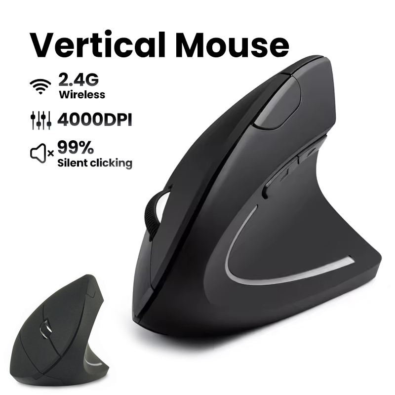 Ergonomic Desk Setup Keyboard - เมาส์ไร้สายตามหลักสรีรศาสตร์ 1600 DPI RGB ปุ่มเงียบเรืองแสง ลดความเมื่อยล้าของข้อมือในการทำงาน