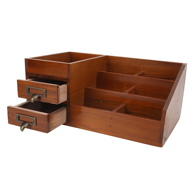 Drawer Organizer Bamboo - ตู้เก็บของไม้ CHCH ดีไซน์ย้อนยุค ชั้นวางของหลายชั้นสำหรับโต๊ะทำงานไม้ กล่องเครื่องสำอาง ลิ้นชักใส่เครื่องประดับ