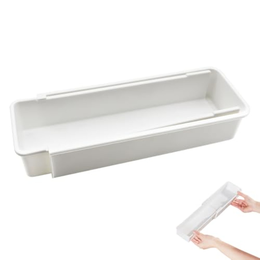 Drawer Organizer Bamboo - ที่จัดระเบียบลิ้นชักแบบขยายได้สำหรับลิ้นชักลึก, ถาดเลื่อนปรับได้สำหรับอุปกรณ์ครัว, อุปกรณ์ทำอาหาร และอุปกรณ์เสริมขนาดเล็ก