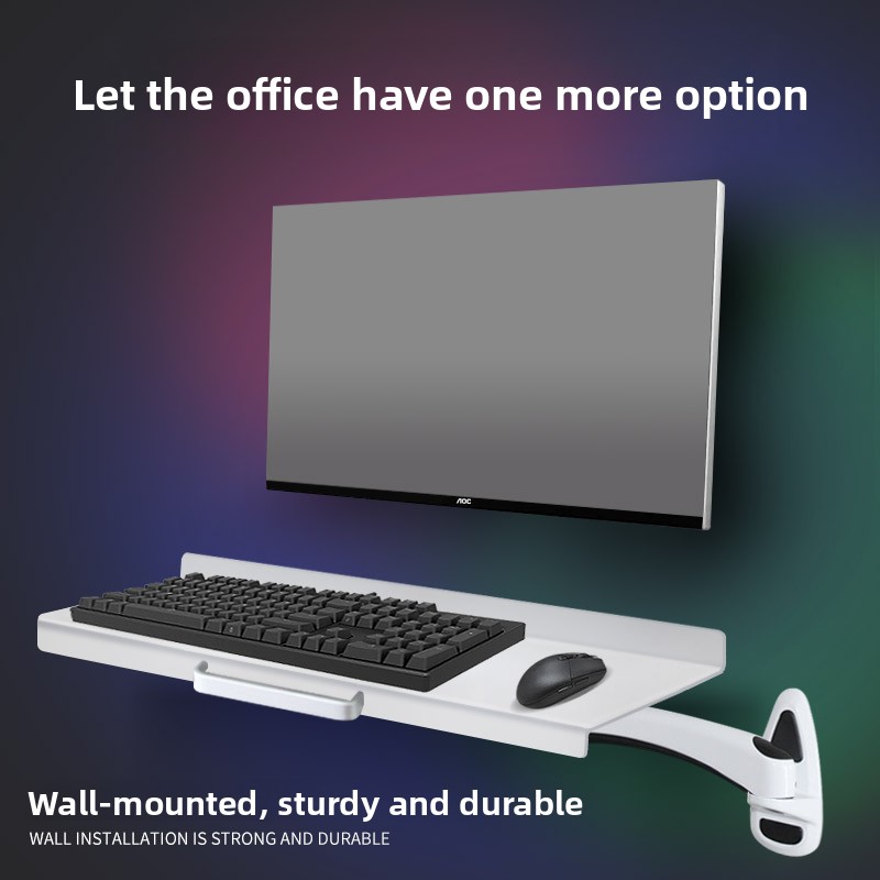 Ergonomic Desk Setup Keyboard - ถาดวางคีย์บอร์ดติดผนังสำหรับงานอุตสาหกรรม พร้อมที่วางเมาส์ตามหลักสรีรศาสตร์ สำหรับพีซี ถาดวางแบบลอยตัวสำหรับโต๊ะทำงานในสำนักงาน