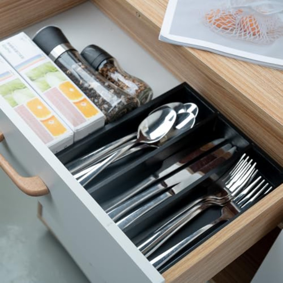 ที่จัดระเบียบช้อนส้อมไม้ไผ่สำห - Drawer Organizer Bamboo บทวิจารณ์และราคา
