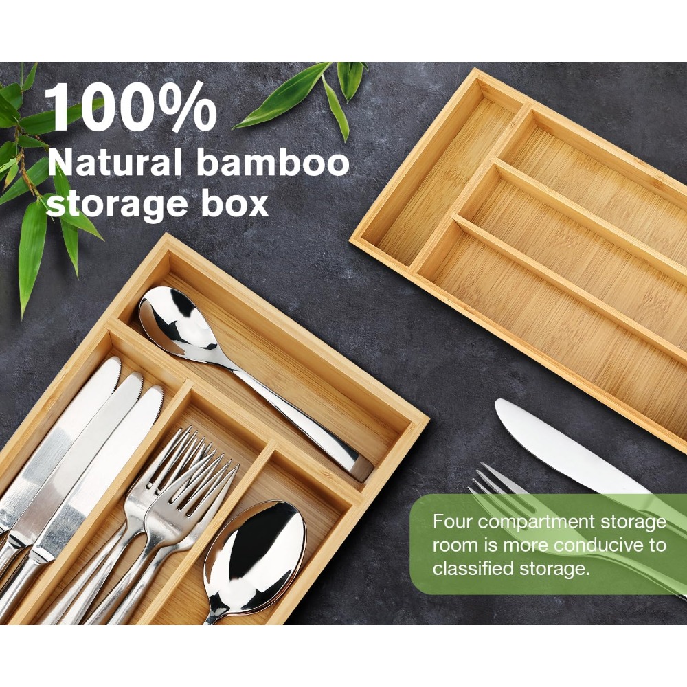 ถาดจัดระเบียบลิ้นชักไม้ไผ่ทนทา - Drawer Organizer Bamboo บทวิจารณ์และราคา
