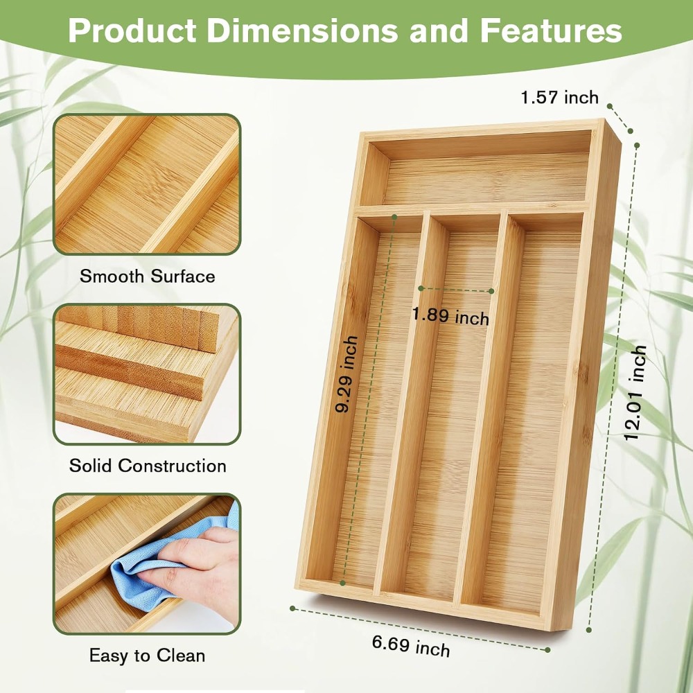 ที่จัดเก็บช้อนส้อมไม้ไผ่แบบลิ้ - Drawer Organizer Bamboo บทวิจารณ์และราคา
