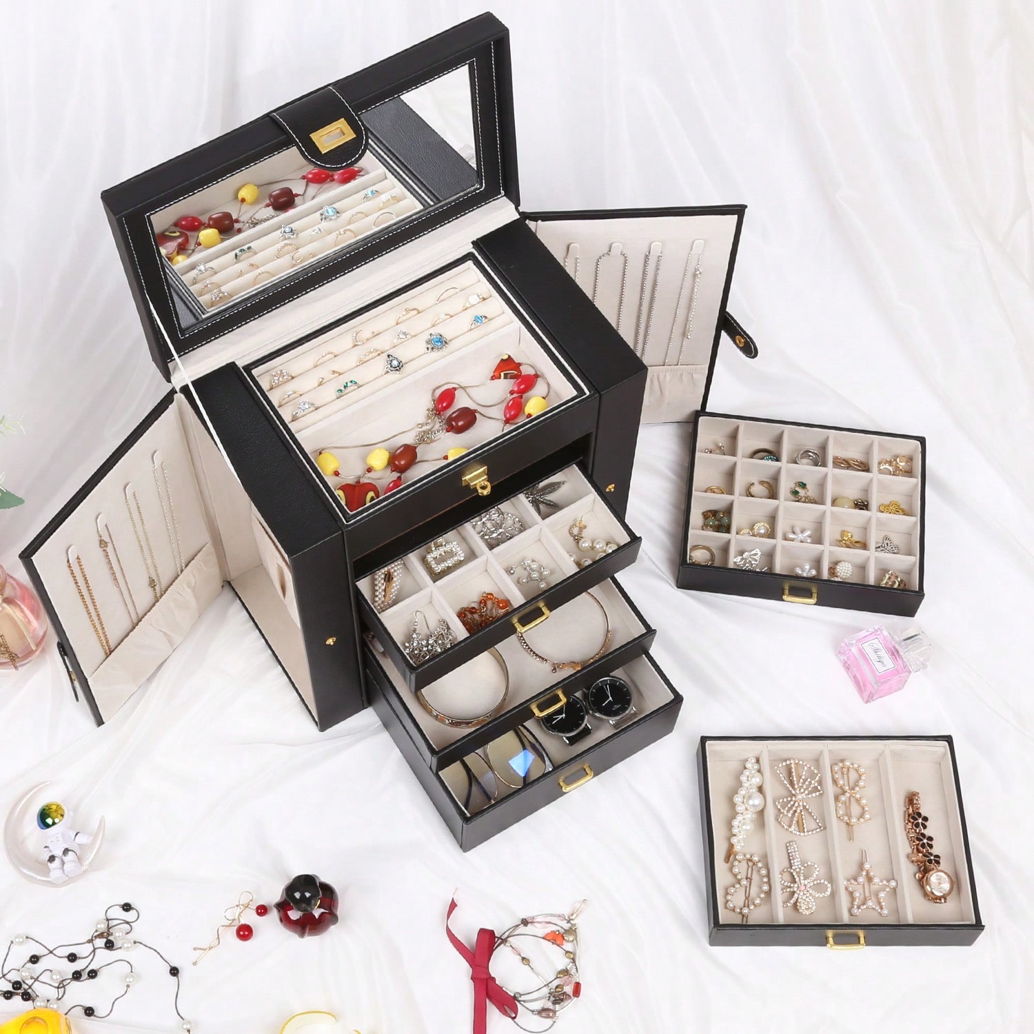 กล่องใส่เครื่องประดับหนัง PU 6 - Drawer Organizer Bamboo บทวิจารณ์และราคา