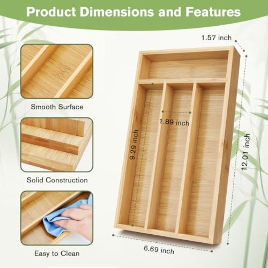 กล่องเก็บช้อนส้อมขนาดเล็ก, กล่ - Drawer Organizer Bamboo บทวิจารณ์และราคา