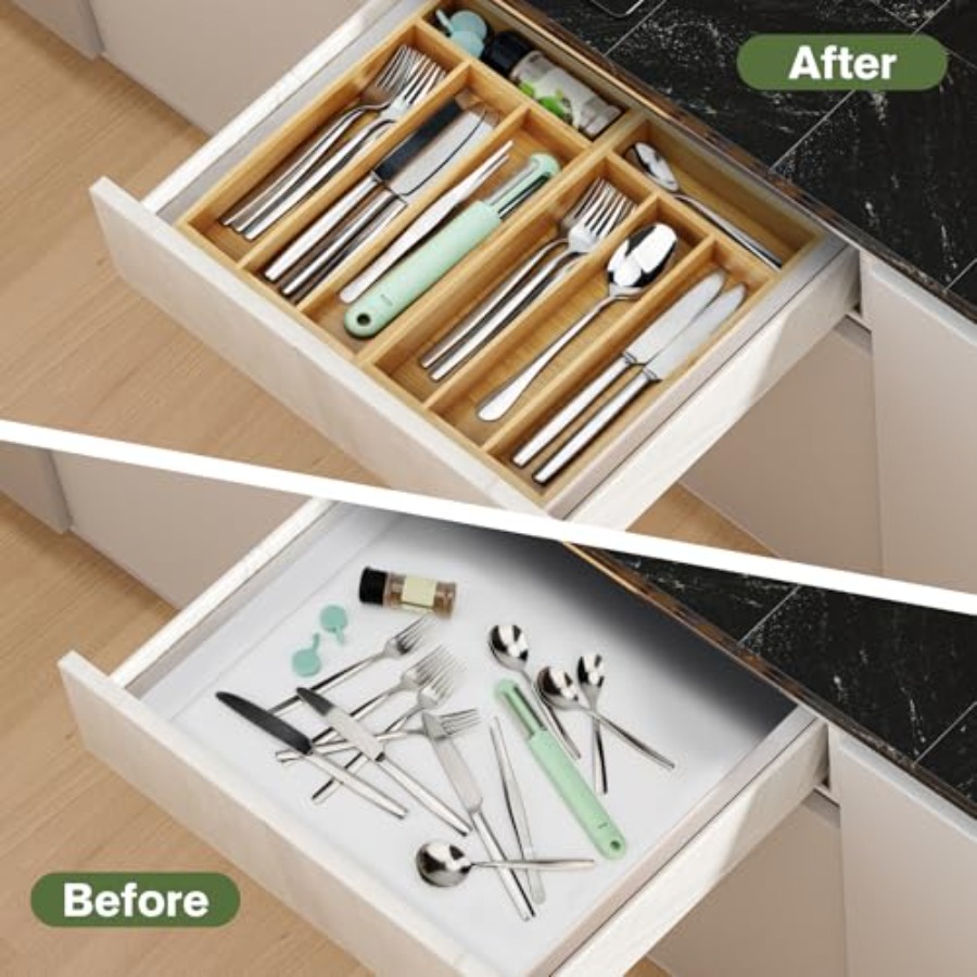 กล่องเก็บช้อนส้อมขนาดเล็ก, กล่ - Drawer Organizer Bamboo บทวิจารณ์และราคา