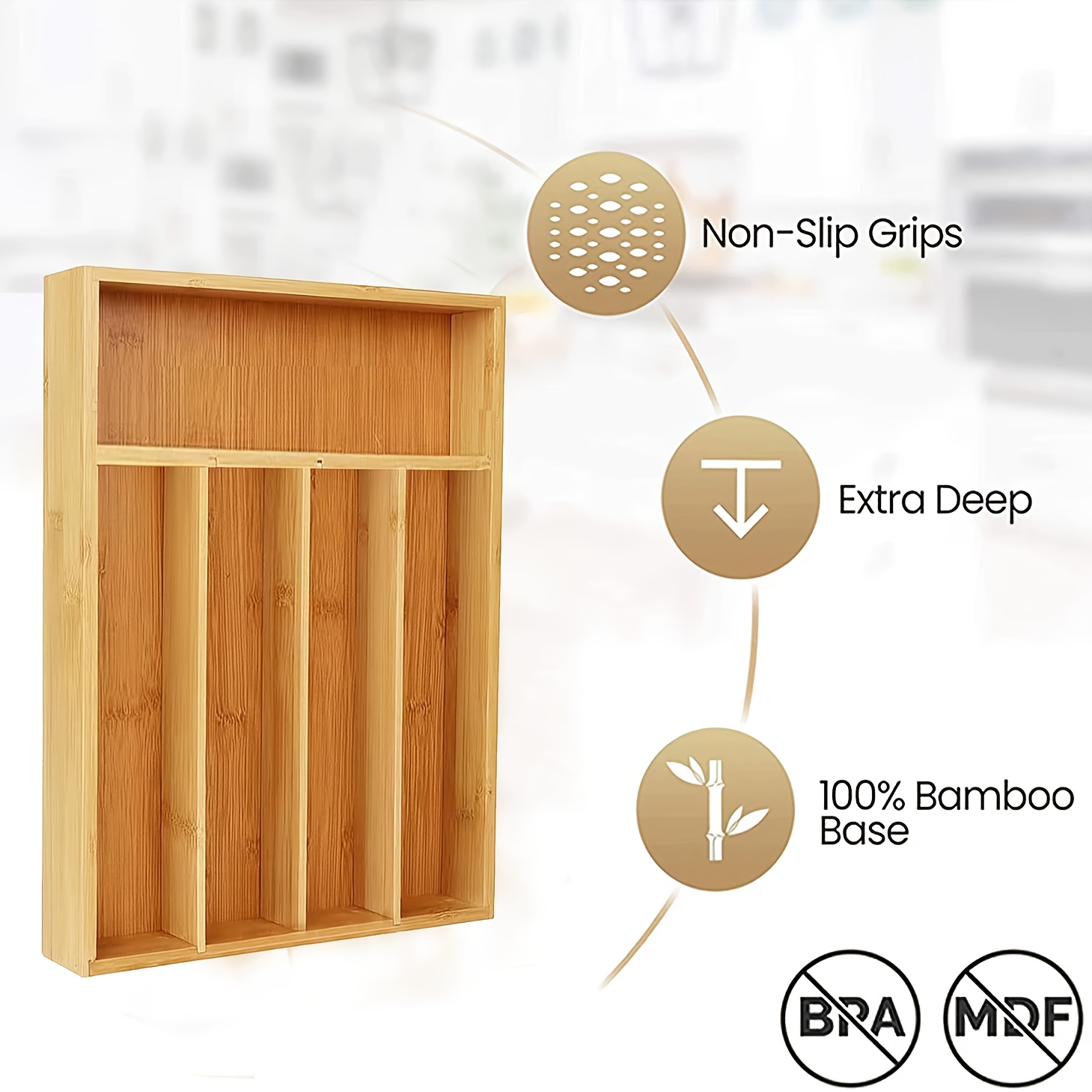ที่จัดระเบียบลิ้นชักครัวไม้ไผ่ - Drawer Organizer Bamboo บทวิจารณ์และราคา