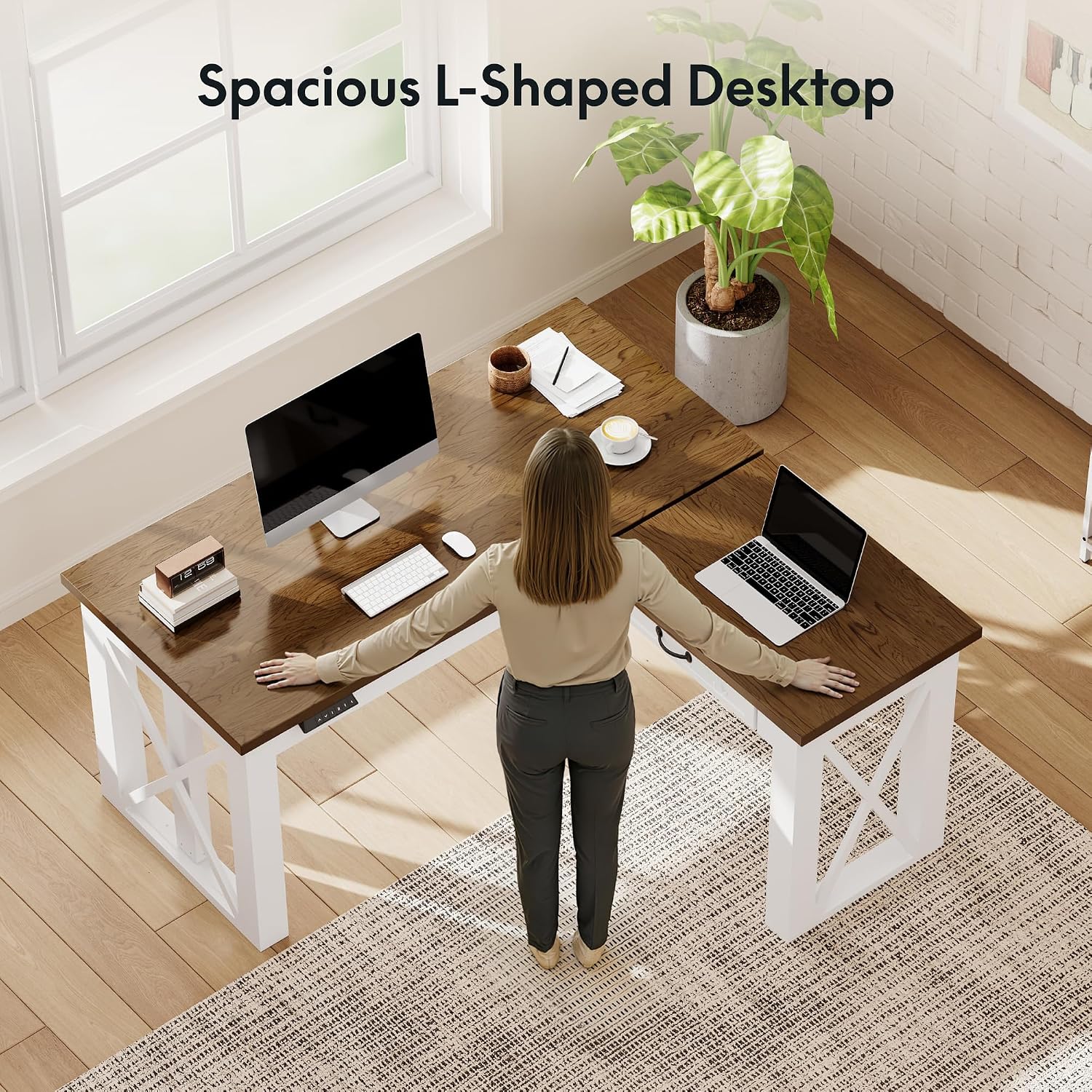 โต๊ะทำงานทรงตัว L พร้อมลิ้นชัก - Setup Desk Monitor บทวิจารณ์และราคา