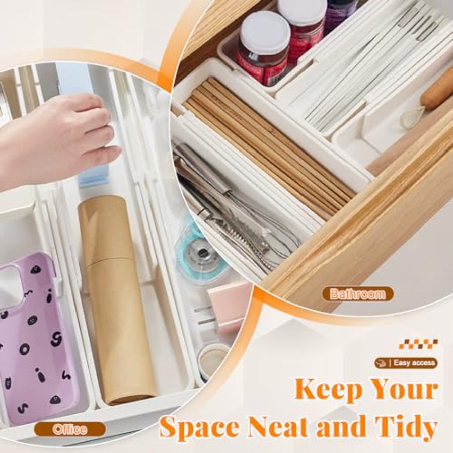 ที่จัดระเบียบลิ้นชักแบบขยายได้ - Drawer Organizer Bamboo บทวิจารณ์และราคา