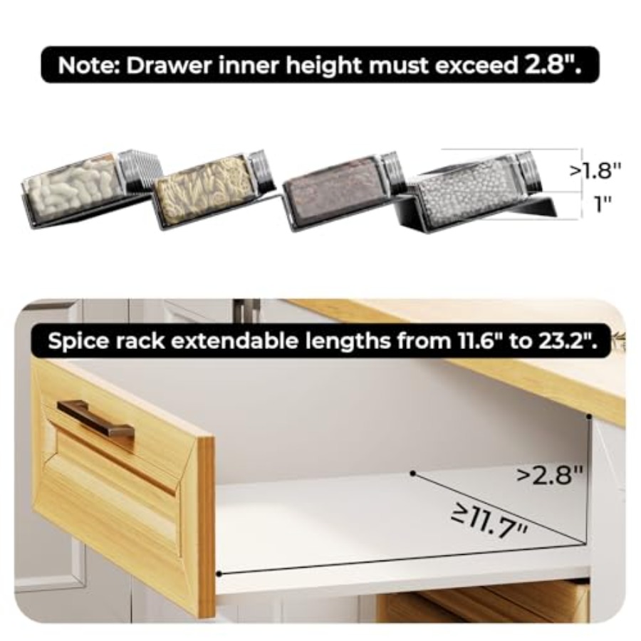 ที่จัดระเบียบลิ้นชักเครื่องเทศ - Drawer Organizer Bamboo บทวิจารณ์และราคา