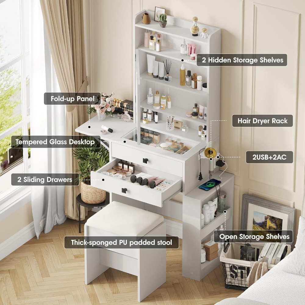 โต๊ะเครื่องแป้งขนาดเล็กพร้อมกร - Desk Setup Charging Station บทวิจารณ์และราคา