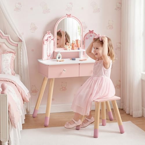 ชุดโต๊ะเครื่องแป้งเด็กสีชมพูพร - Desk Setup Kids บทวิจารณ์และราคา