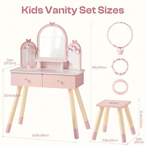 ชุดโต๊ะเครื่องแป้งเด็กสีชมพูพร - Desk Setup Kids บทวิจารณ์และราคา