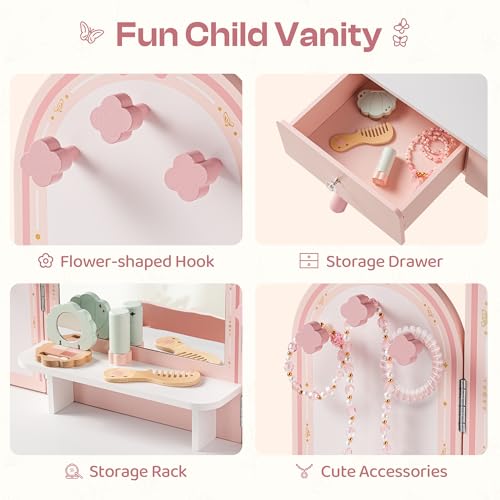 ชุดโต๊ะเครื่องแป้งเด็กสีชมพูพร - Desk Setup Kids บทวิจารณ์และราคา