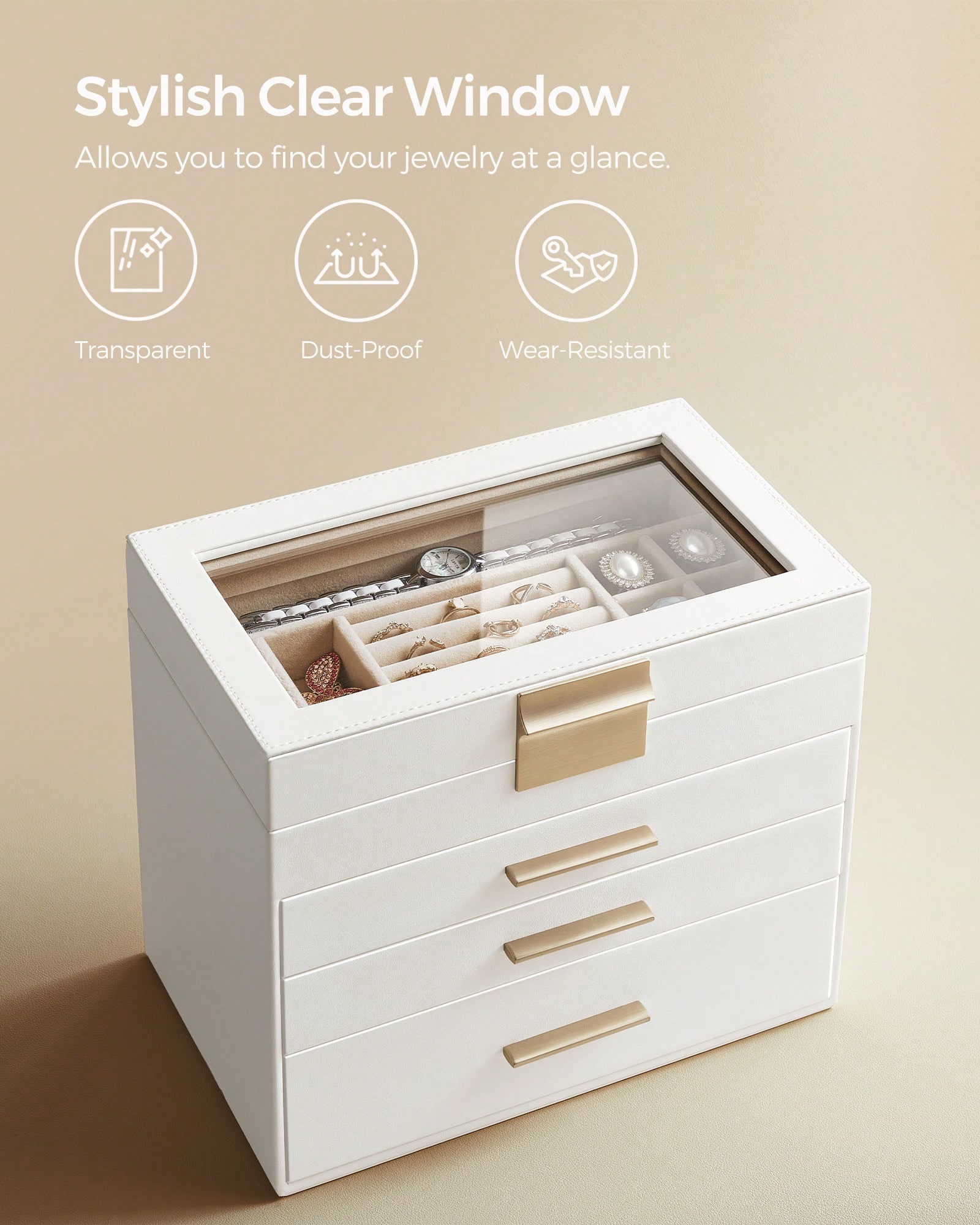 กล่องเก็บเครื่องประดับ 4 ชั้นแ - Drawer Organizer Bamboo บทวิจารณ์และราคา