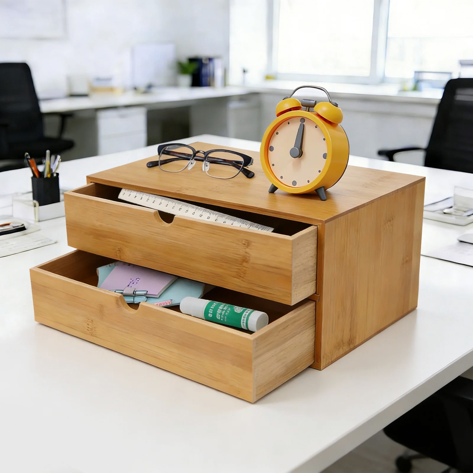 กล่องจัดระเบียบโต๊ะทำงาน 2 ชั้ - Drawer Organizer Bamboo บทวิจารณ์และราคา