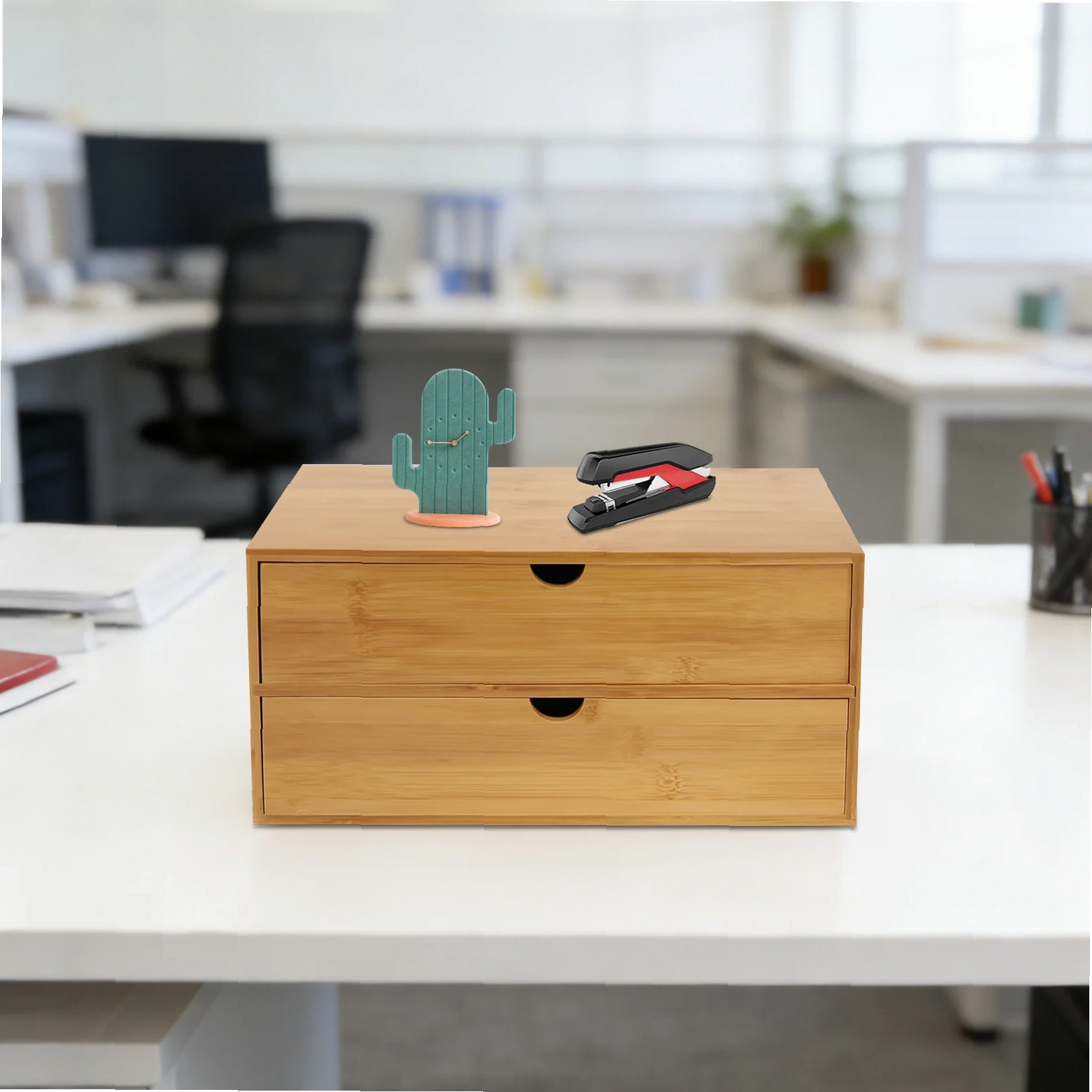 กล่องจัดระเบียบโต๊ะทำงาน 2 ชั้ - Drawer Organizer Bamboo บทวิจารณ์และราคา