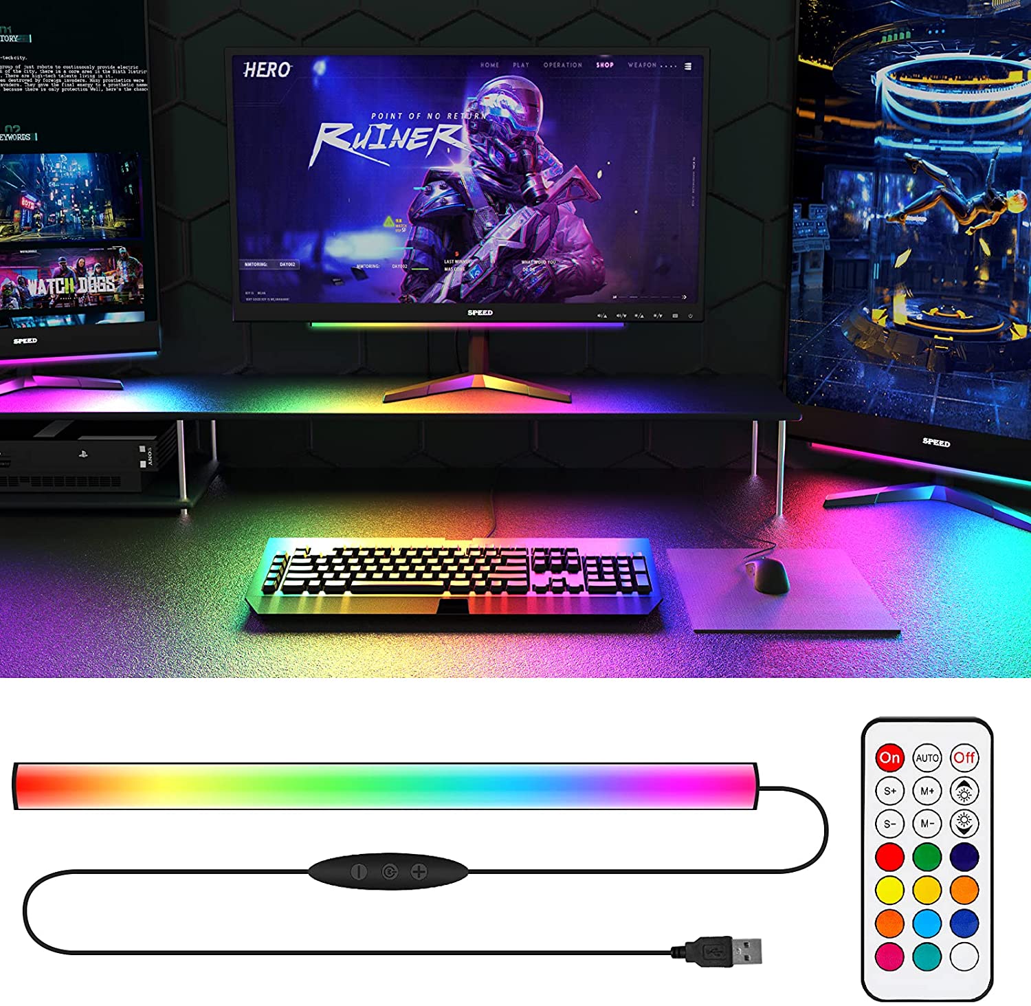 ภายใต้แถบแสงจอภาพ RGB Dreamcol - Setup Desk Monitor บทวิจารณ์และราคา